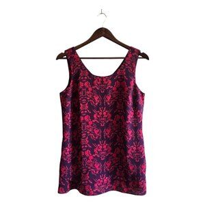 Cabi Cameo Floral Double Layer Split Back Tank Top Sz S
